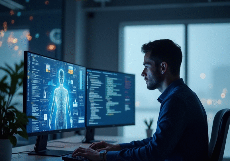 Saira_Bano_A_modern,_professional_tech_workspace_featuring_a_bccada28-01f8-4973-a502-b115aa565dd2